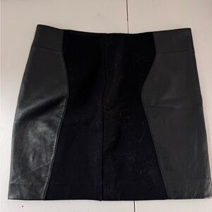 Elegant Black Leather Panel Skirt